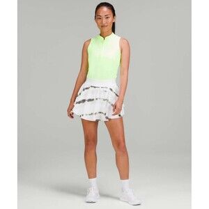 Lululemon Court Rival High-Rise Skirt Transverse Yellow White Gray Size 6 Tennis